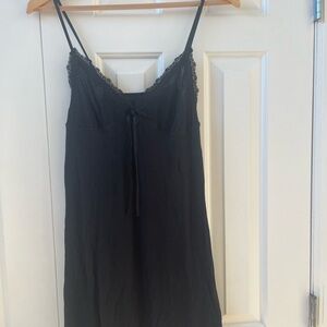 Black Lace Trim Nightgown
